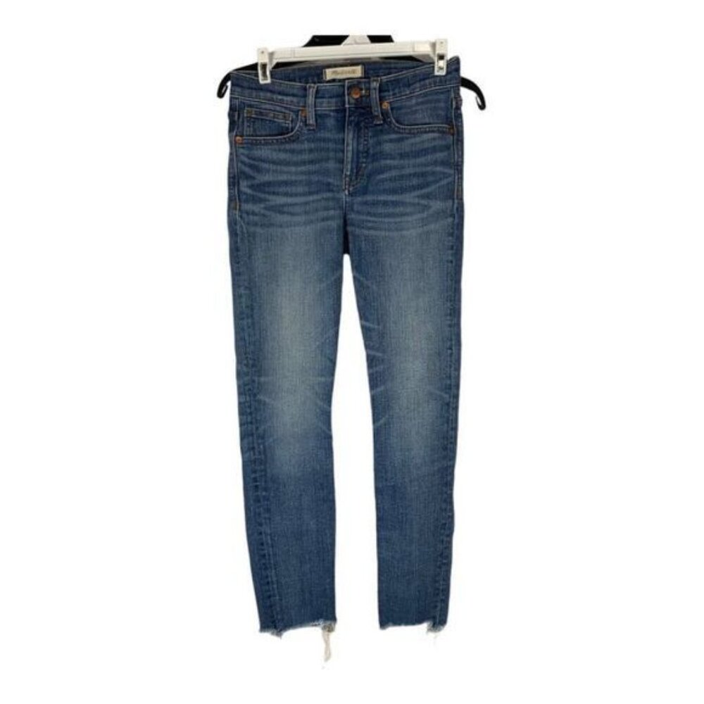 Madewell Womens 9" High-Rise Skinny Crop Jeans Raw Hem Size 25 Blue Denim